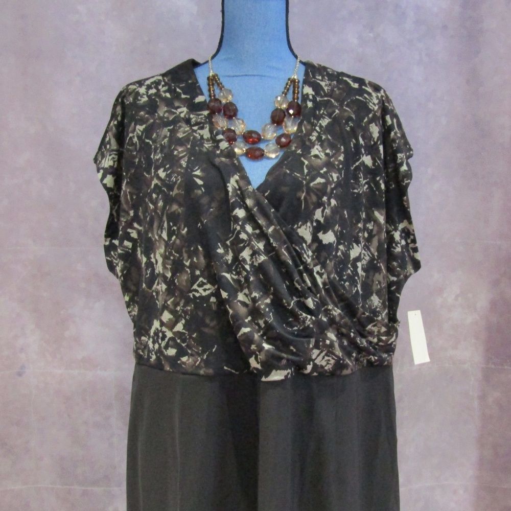 NEW Coldwater Creek Brown & Tan Surplice Dress 22 - Picture 2 of 5